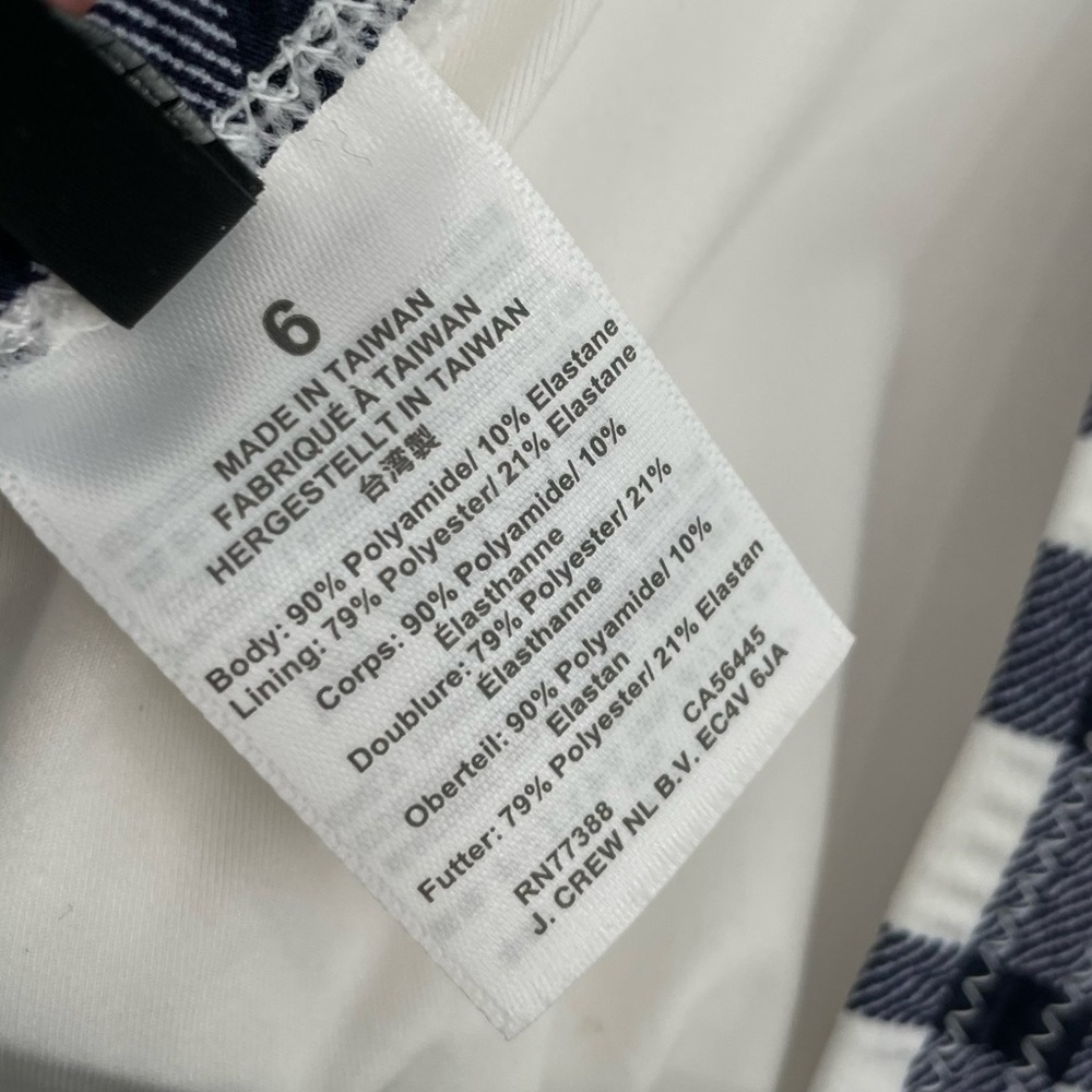 NEW J. Crew Tie-shoulder One-piece Swimsuit Navy White Marine Plaid Seersucker 6 - Picture 12 of 14